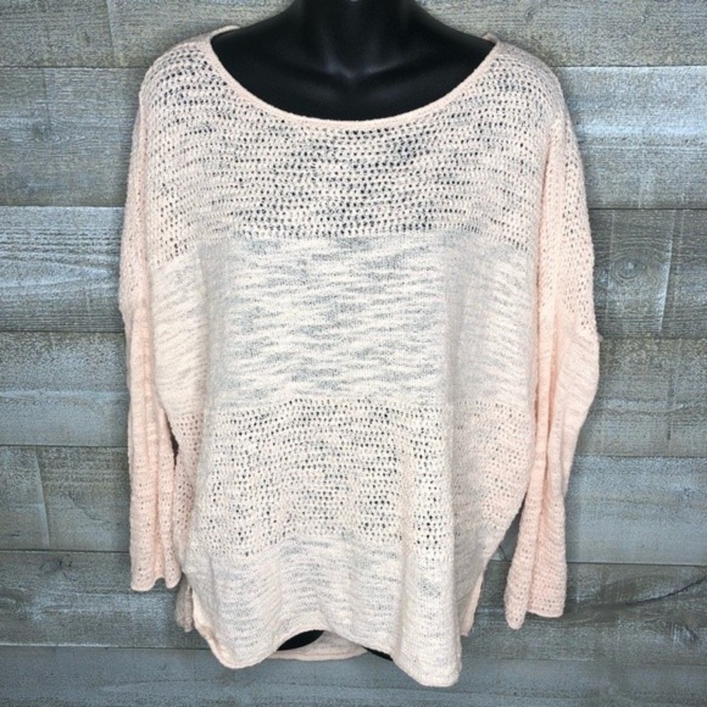 Lou & Grey small light pink crochet lightweight beach cover sweater